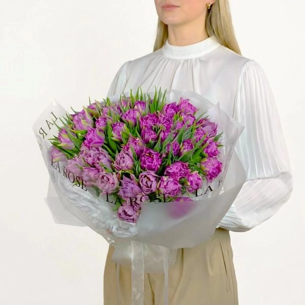 Букет сиреневых тюльпанов купить в Новосибирске