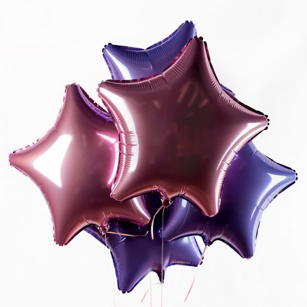 Фольгированные шары «Сиренево-розовые звезды»