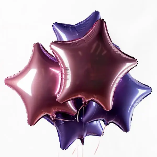 Фольгированные шары «Сиренево-розовые звезды» купить в Новосибирске