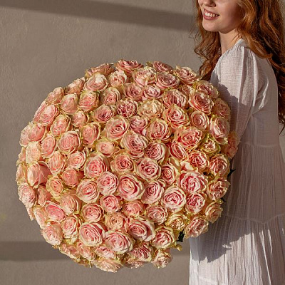 Букет 101 роза Pink Mondial купить в Новосибирске