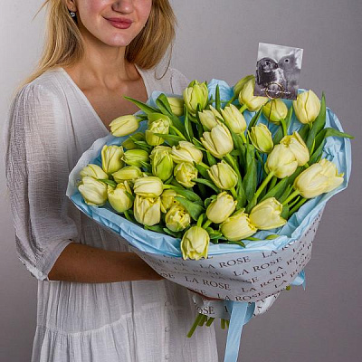 Букет Лимонный французский махровый тюльпан купить в Новосибирске